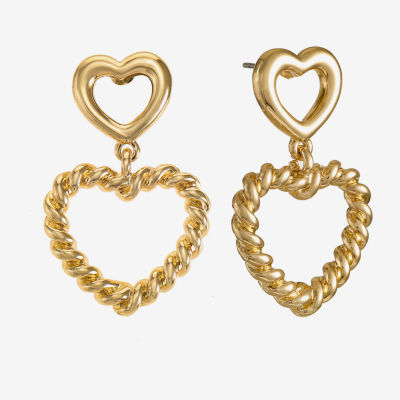 Monet Jewelry Gold Tone Heart Drop Earrings