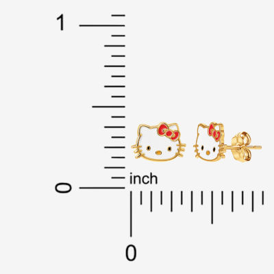 14K Gold 6.3mm Hello Kitty Stud Earrings