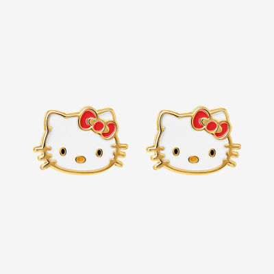 14K Gold 6.3mm Hello Kitty Stud Earrings