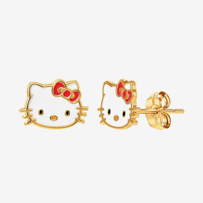 14K Gold 6.3mm Hello Kitty Stud Earrings