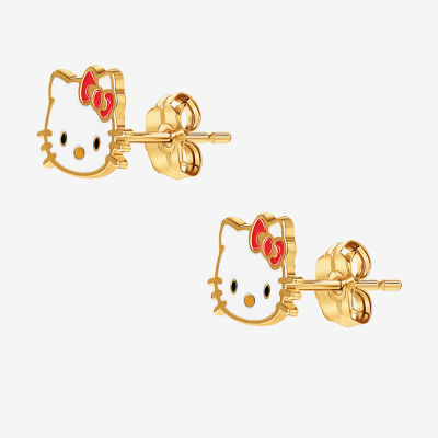 14K Gold 6.3mm Hello Kitty Stud Earrings