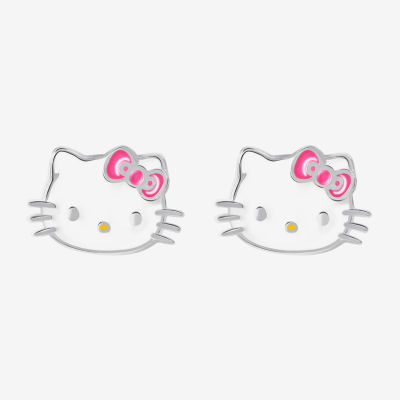 Sterling Silver 8.2mm Hello Kitty Stud Earrings