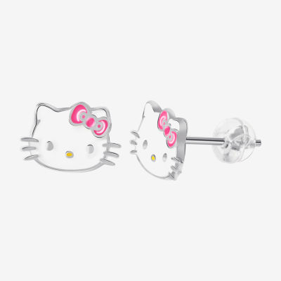 Sterling Silver 8.2mm Hello Kitty Stud Earrings