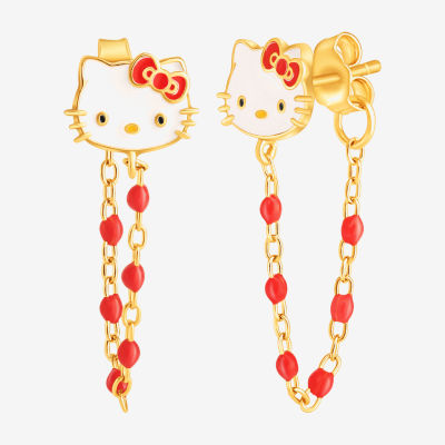 Sterling Silver Hello Kitty Drop Earrings