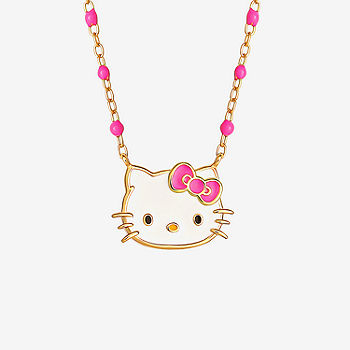 Hello Kitty Pink Enamel Hearts Double Necklace Set
