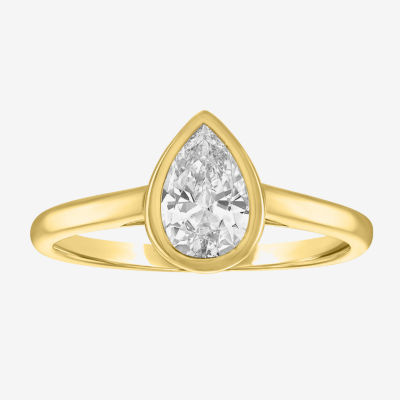 Diamond Addiction (G-H / Si2-I1) Womens 1 CT. T.W. Lab Grown White Diamond 14K Gold Pear Solitaire Cocktail Ring