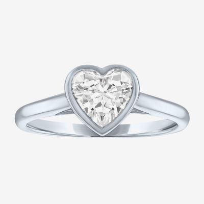 Diamond Addiction (G-H / Si2-I1) Womens 1 CT. T.W. Lab Grown White 14K Gold Heart Solitaire Cocktail Ring