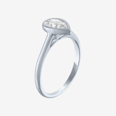 Diamond Addiction (G-H / Si2-I1) Womens 1 CT. T.W. Lab Grown White 14K Gold Pear Solitaire Cocktail Ring