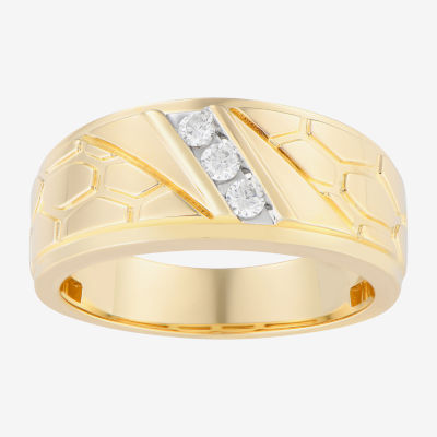 9.5MM 1/6 CT. T.W. Mined White Diamond 10K Gold 3-Stone Wedding Band