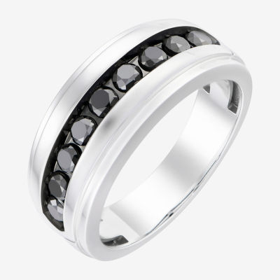 9M 1 CT. T.W. Natural Black Diamond 10K White Gold Wedding Band