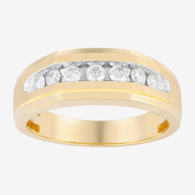 8MM 1/2 CT. T.W. Natural White Diamond 10K Gold Wedding Band