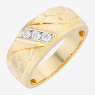 9.5MM 1/6 CT. T.W. Mined White Diamond 14K Gold 3-Stone Wedding Band
