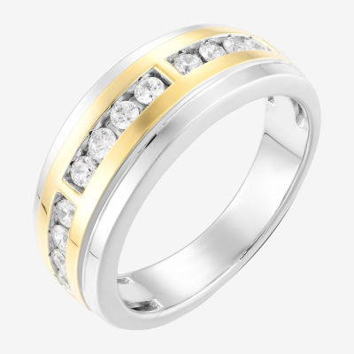 8.5MM 1/2 CT. T.W. Natural White Diamond 10K Two Tone Gold Wedding Band