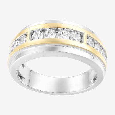 9.5MM 1 CT. T.W. Mined White Diamond 10K Two Tone Gold Wedding Band