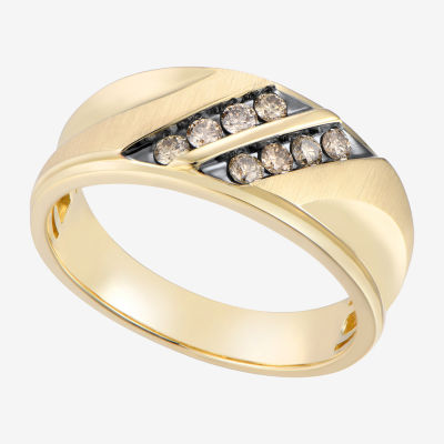 Mens 1/3 CT.T.W. Champagne Diamond 10K Yellow Gold Ring