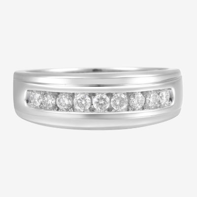 8MM 1/2 CT. T.W. Mined White Diamond 10K Gold Wedding Band