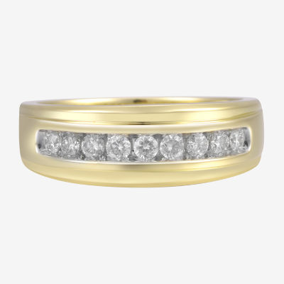 Mens 8MM 1/2 CT. T.W. Natural White Diamond 10K Gold Wedding Band