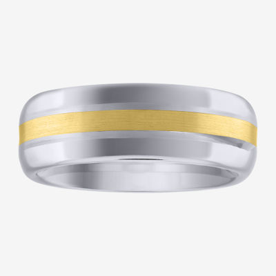 7MM 10K Gold Tungsten Wedding Band