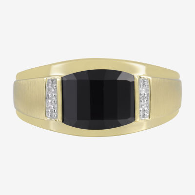 Mens Gemstone & Diamond-Accent 10K Yellow Gold Ring