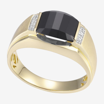 Mens Gemstone & Diamond-Accent 10K Yellow Gold Ring