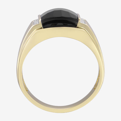 Mens Gemstone & Diamond-Accent 10K Yellow Gold Ring