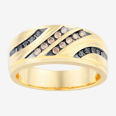 Mens Natural Diamond 10K Gold Fashion Ring