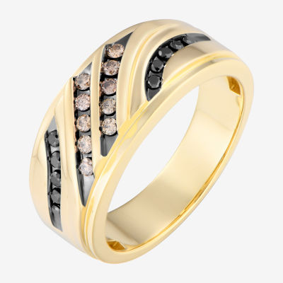 Mens Natural Diamond 10K Gold Fashion Ring