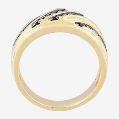 Mens Natural Diamond 10K Gold Fashion Ring