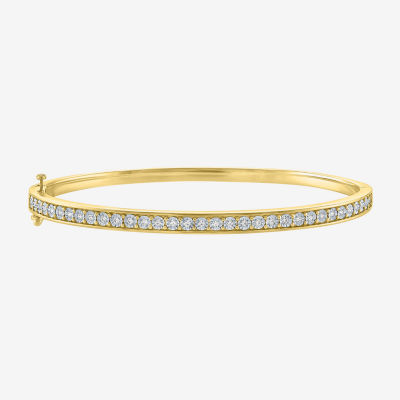 (G-H / SI2-I1) 1/4 CT. T.W. Lab Grown White Diamond Sterling Silver or 14K Gold Over Bangle Bracelet