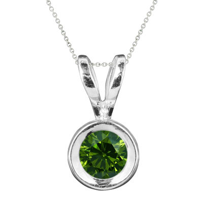 1/2 CT.T.W. Natural Color-Enhanced Green Diamond Solitaire Pendant Necklace