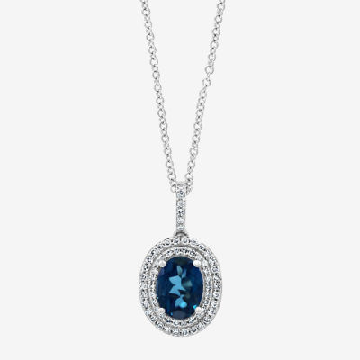 Effy Final Call Womens 1/5 CT. T.W. Diamond & Genuine Gemstone 14K White Gold Pendant Necklace