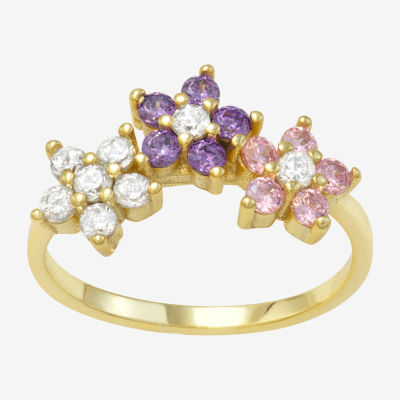 Girls 1/2 CT. Multi Color Cubic Zirconia 14K Gold Over Silver Cocktail Ring
