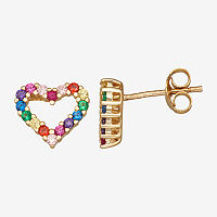 3/4 CT. T.W. Multi Color Cubic Zirconia 14K Gold Over Silver 9mm Stud Earrings, One Size