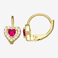 1/2 CT. T.W. Red Cubic Zirconia 14K Gold Over Silver 7mm Hoop Earrings, One Size