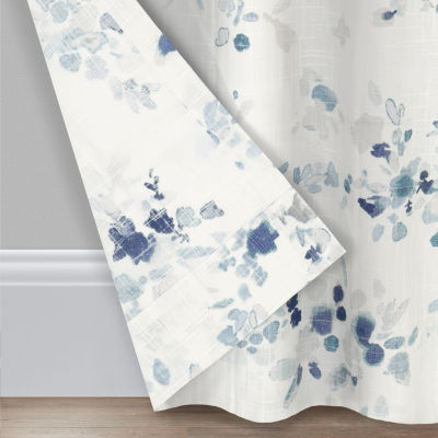 Fieldcrest Arden Watercolor Bouquet Cotton Rod Pocket Sheer Single Curtain Panels