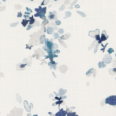 Fieldcrest Arden Watercolor Bouquet Cotton Rod Pocket Sheer Single Curtain Panels