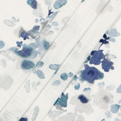 Fieldcrest Arden Watercolor Bouquet Cotton Rod Pocket Sheer Single Curtain Panel