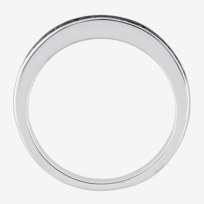 Midnight Black Womens 2MM 1/10 CT. T.W. Natural Black Diamond Sterling Silver Wedding Band