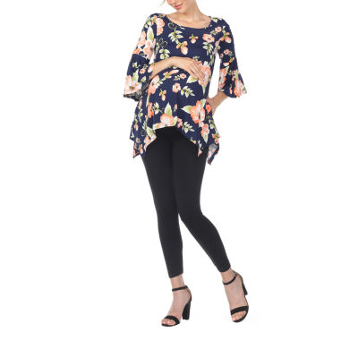 White Mark Maternity Womens Boat Neck 3/4 Sleeve Tunic Top