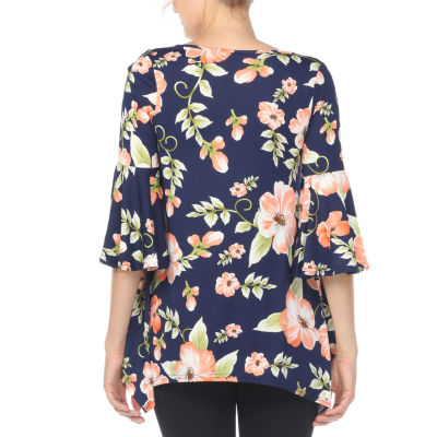 White Mark Maternity Womens Boat Neck 3/4 Sleeve Tunic Top