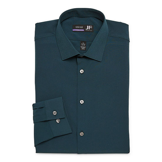 JF J.Ferrar Extra Tall Mens Spread Collar Long Sleeve Easy Care Stretch Fabric Dress Shirt