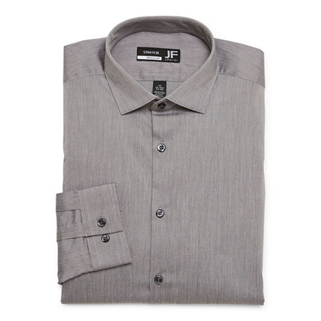 J. Ferrar Ultra Comfort Mens Slim Fit Easy Care Stretch Fabric Long Sleeve Dress Shirt, 16-16.5 32-33, Gray