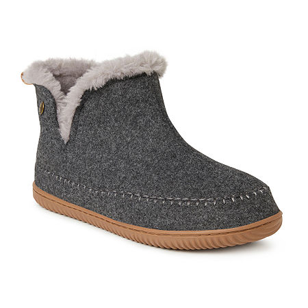 Dearfoams Mens Bootie Slippers, 8, Gray