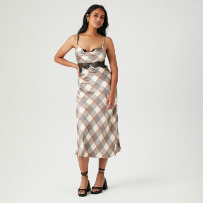 Forever 21 Womens Sleeveless Plaid Midi Slip Dress Juniors