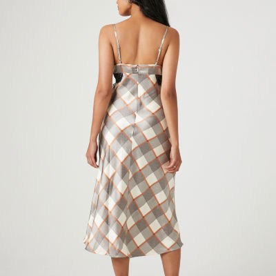 Forever 21 Womens Sleeveless Plaid Midi Slip Dress Juniors