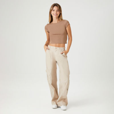 Mid Rise Twill Wide-Leg Khakis