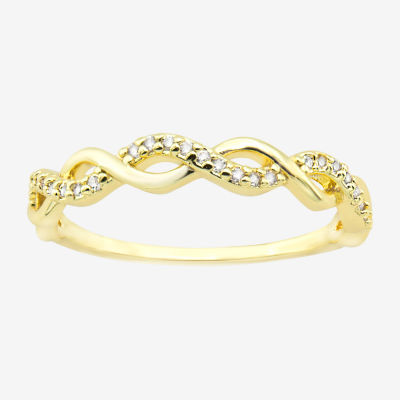 Sparkle Allure Wavy Cubic Zirconia 14K Gold Over Brass Infinity Band