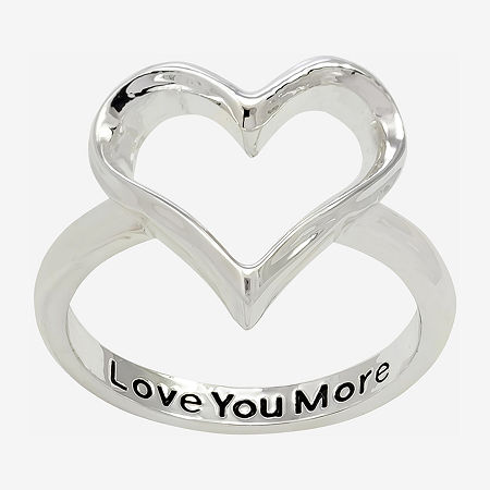 Sparkle Allure Love Womens 3MM Pure Silver Over Brass Heart Delicate Band, 9