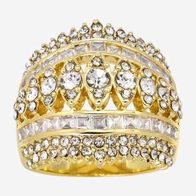 Sparkle Allure Dome Cubic Zirconia 14K Gold Over Brass Cocktail Ring