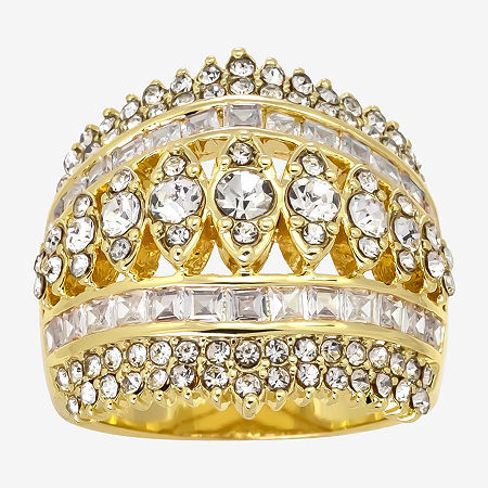 Sparkle Allure Dome Cubic Zirconia 14K Gold Over Brass Cocktail Ring, 9